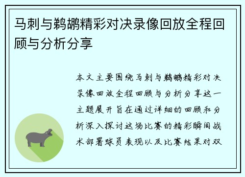 马刺与鹈鹕精彩对决录像回放全程回顾与分析分享